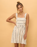 Keiko Beige Black Stripe Mini Dress Keiko Beige Black Stripe Mini Dress