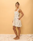 Keiko Beige Black Stripe Mini Dress Keiko Beige Black Stripe Mini Dress