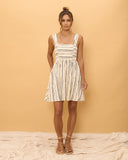 Keiko Beige Black Stripe Mini Dress Keiko Beige Black Stripe Mini Dress