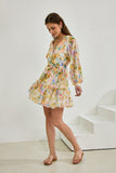Elysia Yellow Floral Long Sleeve Mini Dress Elysia Yellow Floral Long Sleeve Mini Dress