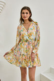 Elysia Yellow Floral Long Sleeve Mini Dress Elysia Yellow Floral Long Sleeve Mini Dress