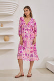 Helena Pink Abstract Shells Midi Dress Helena Pink Abstract Shells Midi Dress