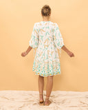 Wisteria Blue Floral Boho Button Down Mini Dress Wisteria Blue Floral Boho Button Down Mini Dress