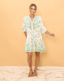 Wisteria Blue Floral Boho Button Down Mini Dress Wisteria Blue Floral Boho Button Down Mini Dress