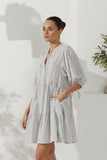 Avelie Grey Stripe Button Down Mini Dress Avelie Grey Stripe Button Down Mini Dress