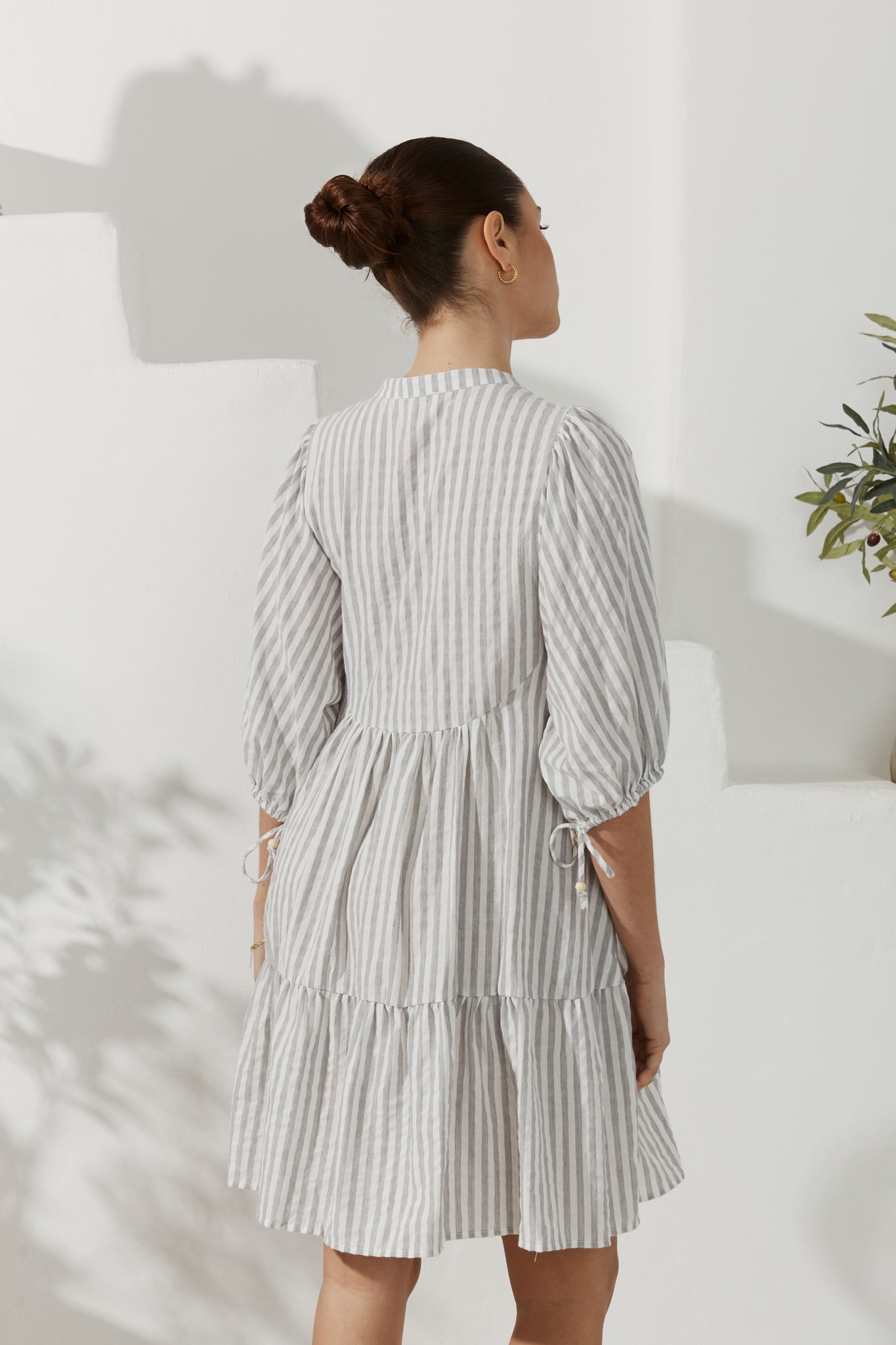 Avelie Grey Stripe Button Down Mini Dress Avelie Grey Stripe Button Down Mini Dress