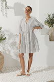 Avelie Grey Stripe Button Down Mini Dress Avelie Grey Stripe Button Down Mini Dress