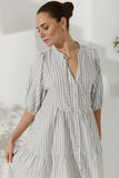 Avelie Grey Stripe Button Down Mini Dress Avelie Grey Stripe Button Down Mini Dress