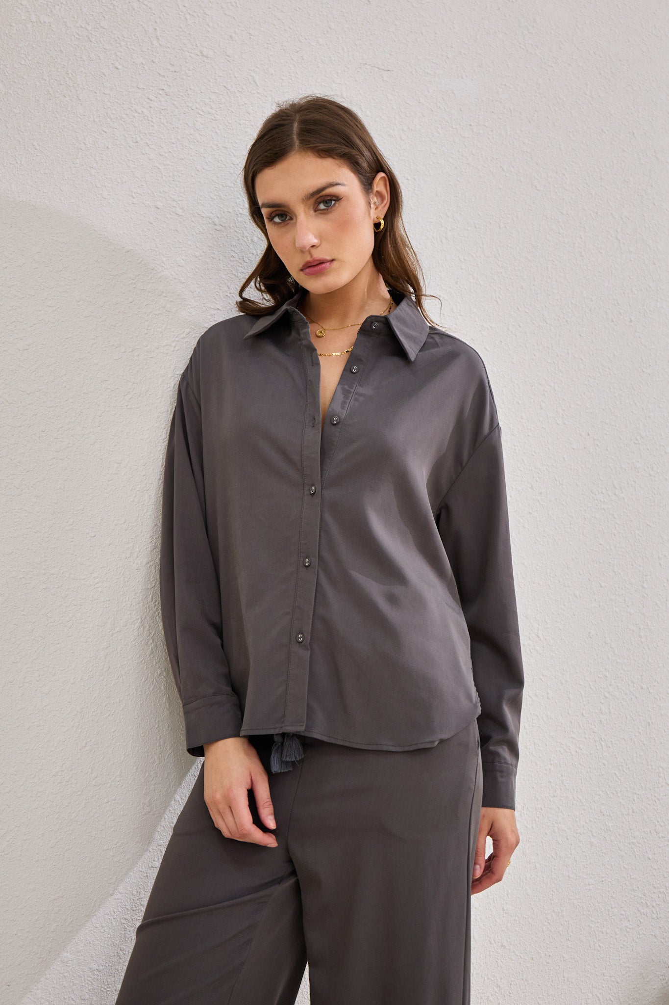 Page Charcoal Cupro Shirt Page Charcoal Cupro Shirt