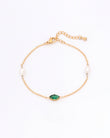 Viridis Green Zirconia and Pearl Bracelet